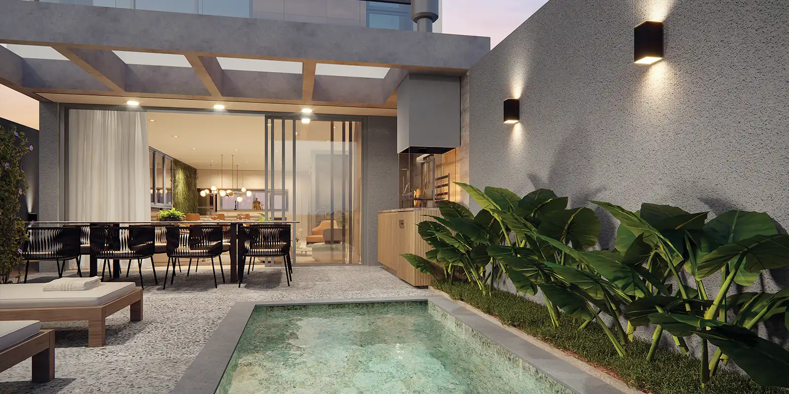 Quintal com piscina privativa entregue